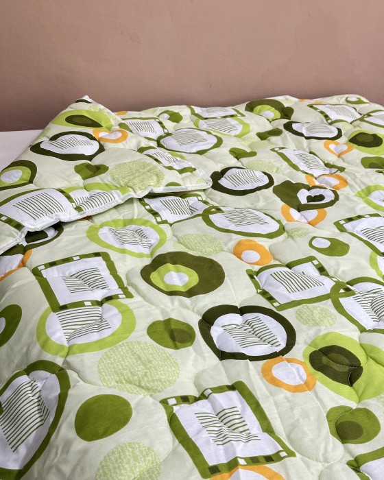 Pilotă antialergică vară| Umplutură Melană|Dos bumbac|Geometric Verde [3]