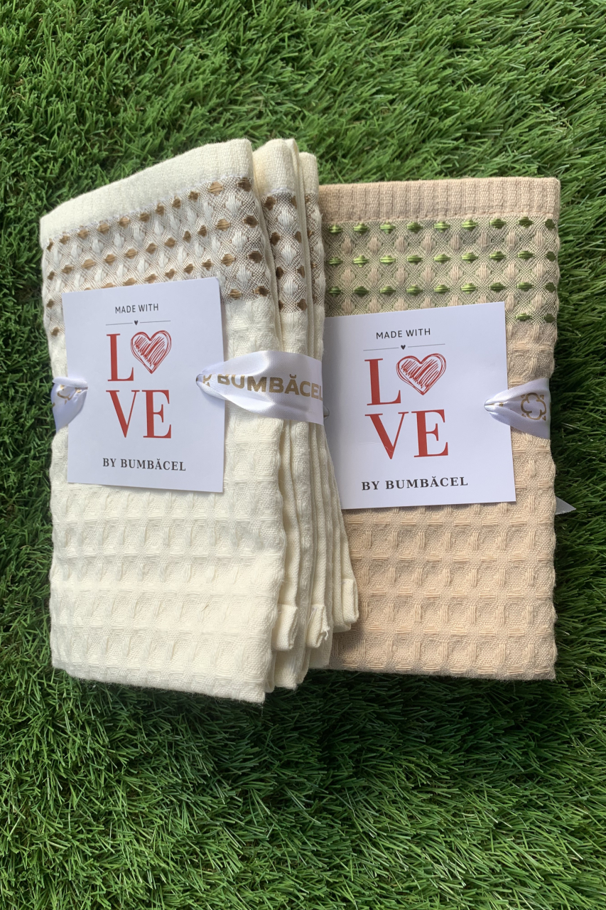 Prosop de bucătărie brodat- Crem, 33×55 cm [1]