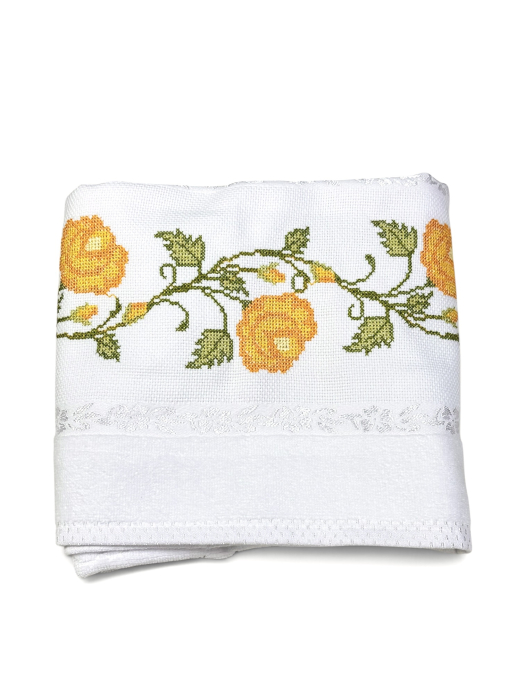 Prosop față brodat 50x90 cm|bumbac 100%| frotir absorbant|Bujor [3]
