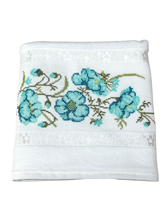 Prosop față brodat 50x90 cm|bumbac 100%| frotir absorbant| Gerbere [4]