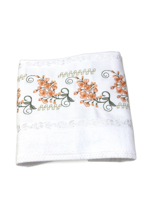 Prosop față brodat 50x90 cm|bumbac 100%| frotir absorbant| Flori de Cireș [6]