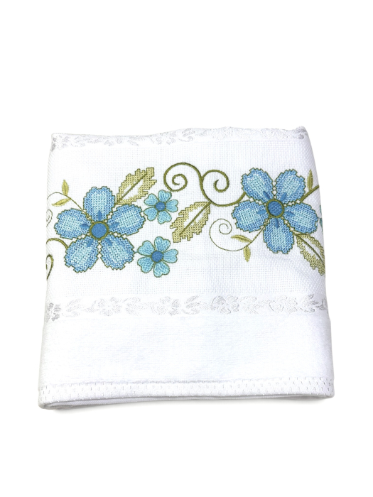 Prosop față brodat 50x90 cm|bumbac 100%| frotir absorbant| Anemone [5]