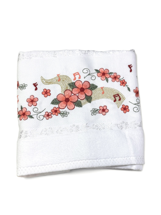 Prosop față brodat 50x90 cm|bumbac 100%| frotir absorbant| Muzica Florilor [2]