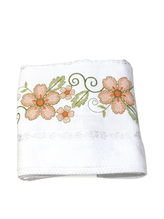 Prosop față brodat 50x90 cm|bumbac 100%| frotir absorbant| Anemone [6]