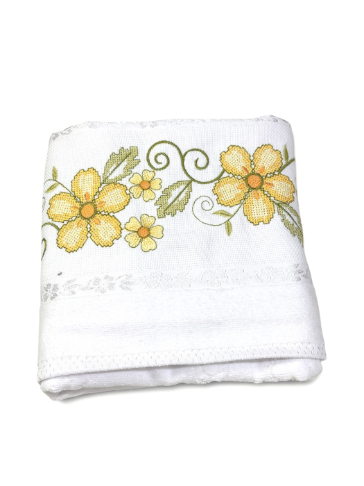 Prosop față brodat 50x90 cm|bumbac 100%| frotir absorbant| Anemone [7]