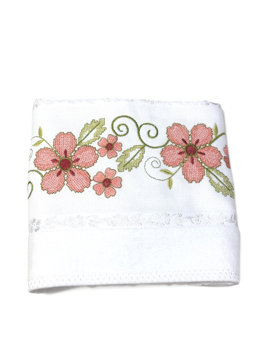Prosop față brodat 50x90 cm|bumbac 100%| frotir absorbant| Anemone [2]