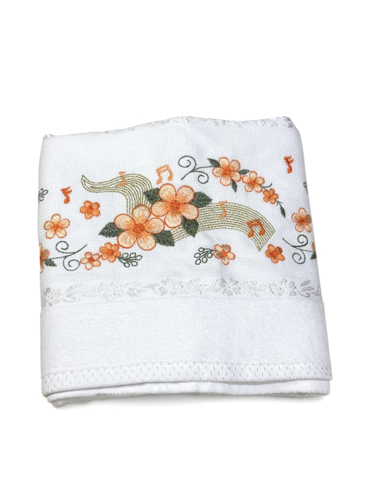 Prosop față brodat 50x90 cm|bumbac 100%| frotir absorbant| Muzica Florilor [5]