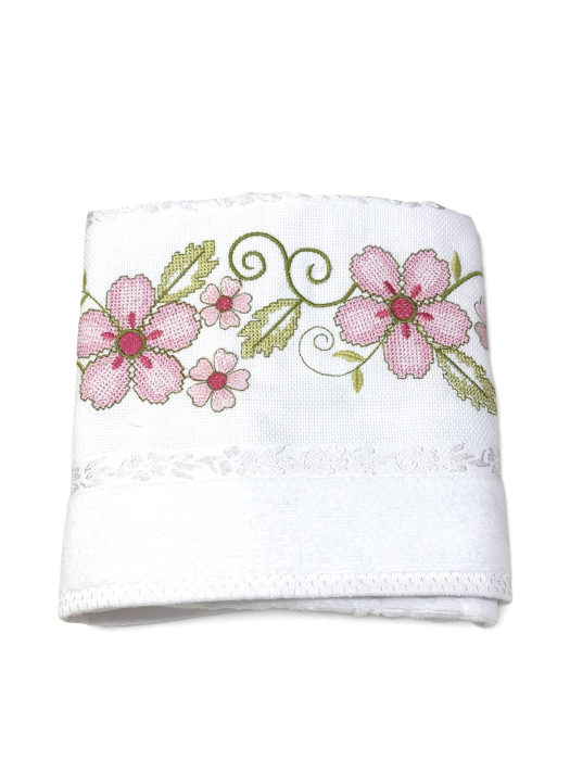Prosop față brodat 50x90 cm|bumbac 100%| frotir absorbant| Anemone [3]