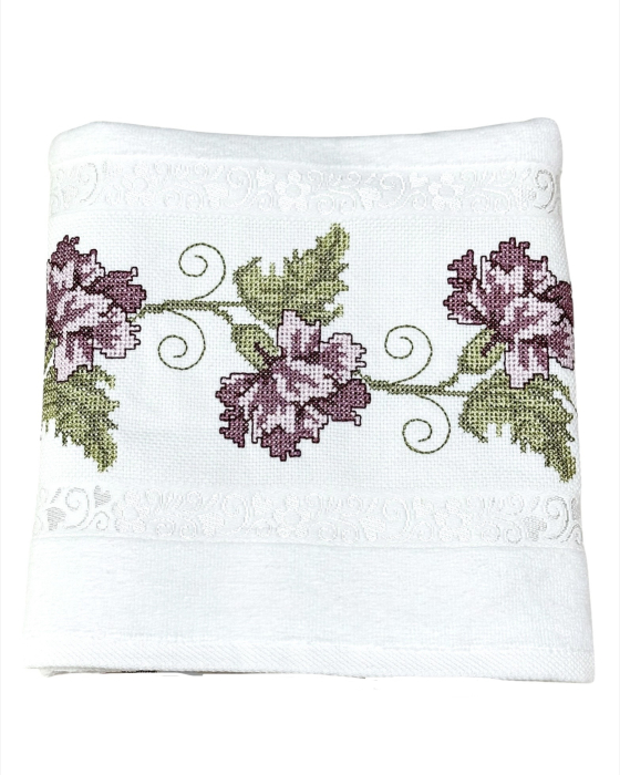 Prosop față brodat 50x90 cm|bumbac 100%| frotir absorbant| Vița de vie [2]