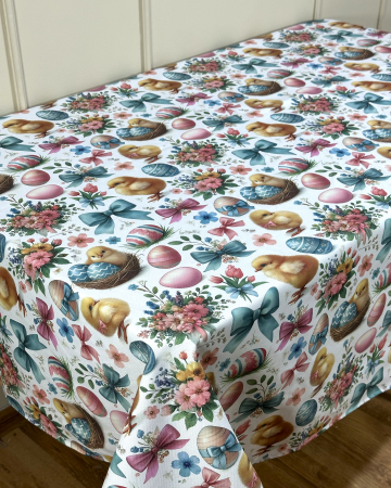 Colecția de Paște - Față de masă impermeabilă cu model de Paște- Grădina de Paște