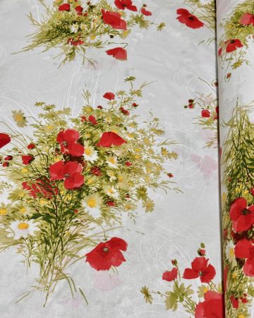 Produse pentru Casă - Cearceaf de pat fără elastic, diverse dimensiuni,  bumbac ranforce 100%, Maci si romanita