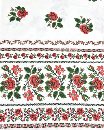 Fețe de masă Tradiționale - Față de masă cu model tradițional, din bumbac - Model Chira roșu