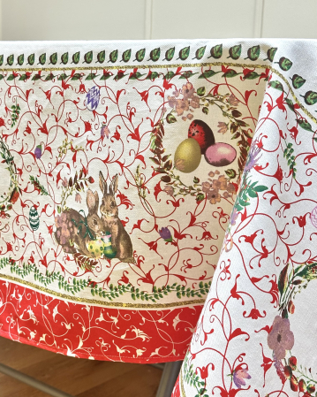 Fețe de masă cu diverse imprimeuri - Față de masă din bumbac 100%, Iepurași de Paște