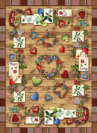 Fețe de masă tip goblen - Față de masă din bumbac tip goblen, Inimioare