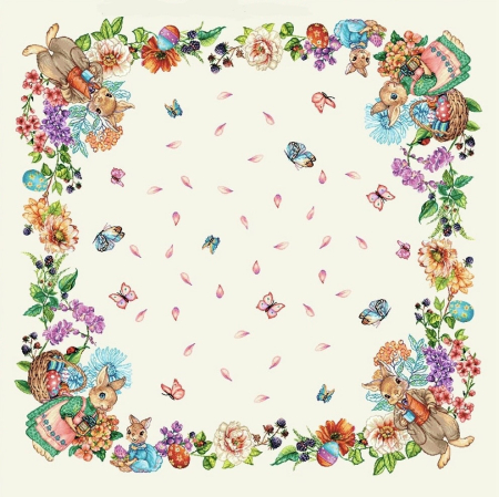 Fețe de masă tip tablou - Față de masă din bumbac tip goblen, model Pascal- Petale de Flori