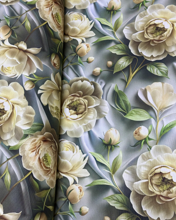 Fețe de masă Impermeabile - Față de masă impermeabilă, 100% bumbac - Bujori Galbeni