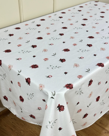Fețe de masă impermeabile - Față de masă impermeabilă, 100% bumbac - Bujori mici