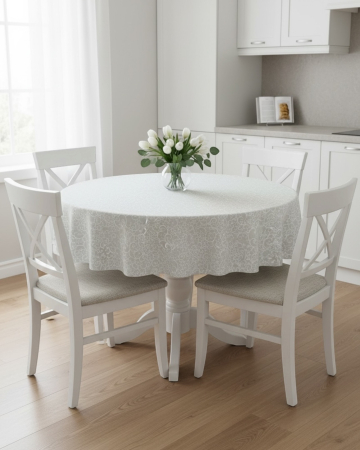 Fețe de masă - Față de masă impermeabilă, 100% bumbac - Design elegant 1 Alb