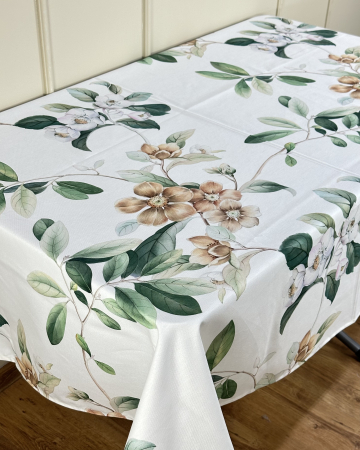 Fețe de masă Impermeabile - Față de masă impermeabilă, 100% bumbac - Floare de măr