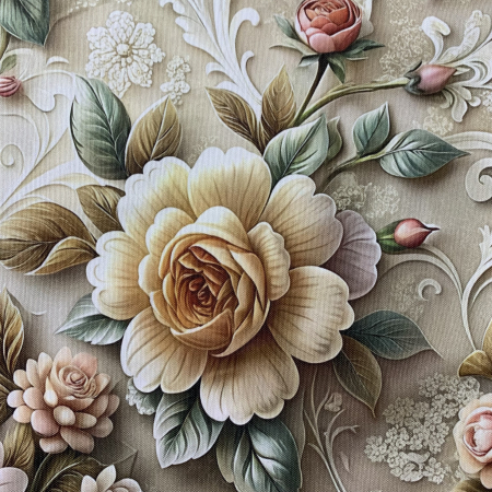 Fețe de masă Impermeabile - Față de masă impermeabilă, 100% bumbac - Decor floral in stil baroc