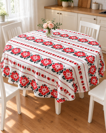 Fețe de masă Impermeabile - Față de masă impermeabilă, 100% bumbac - Traditional Trandafiri