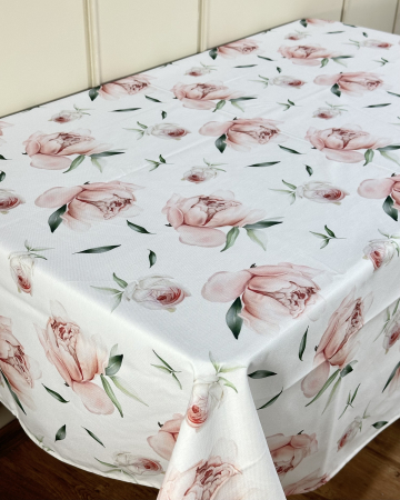 Fețe de masă Impermeabile - Față de masă impermeabilă, 100% bumbac - Rosa
