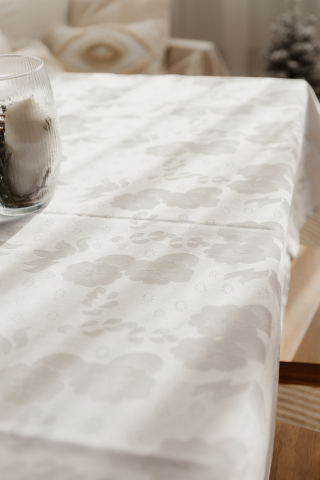 Față de masă ivoire din jacquard cu model floral [1]