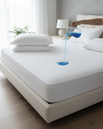 Huse impermeabile de protecție - Husă de pat impermeabilă cu elastic, bumbac cu frotir
