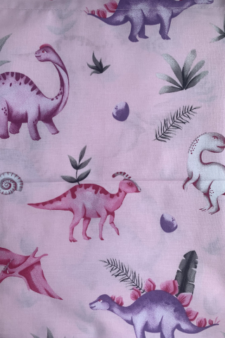 Lenjerie de pat bebe- Dinozauri roz [1]