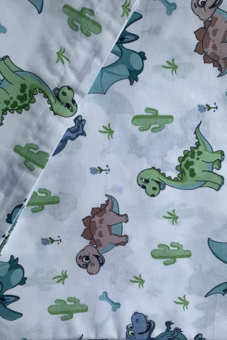 Produse pentru copii - Lenjerie de pat bebe- Dinozauri verzi si albastri