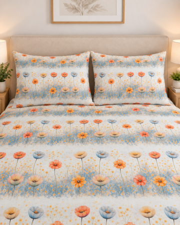 Set lenjerie Bumbac Ranforce - Lenjerie de pat cu model Poveste cu maci din bumbac ranforce 100% – Ana Confort