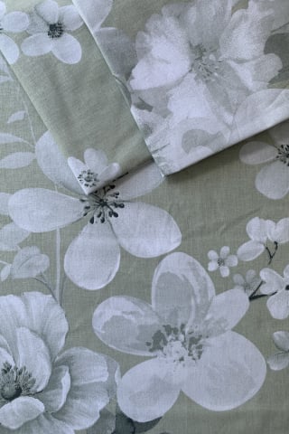 Lenjerii de pat - Lenjerie de pat din bbc satinat - Verde cu flori