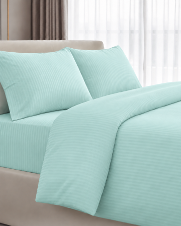 Set lenjerie Bumbac Damasc - Lenjerie de pat din Bumbac Damasc 100%, Menta