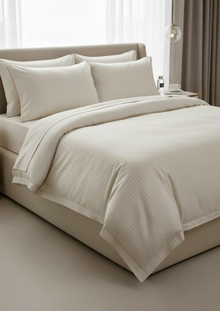 Set lenjerie Bumbac Damasc - Lenjerie de pat din Bumbac Damasc, Cream