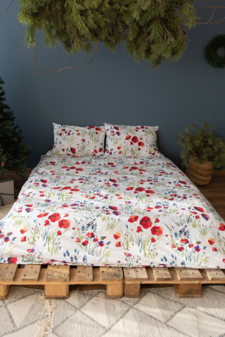 Lenjerie de pat dublu din bumbac satinat - Maci si Lavandă [1]