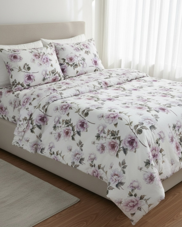 Set lenjerie Bumbac Ranforce - Lenjerie de pat din bumbac ranforce 100% - Alinora