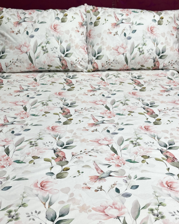 Set lenjerie Bumbac Ranforce - Lenjerie de pat din bumbac ranforce 100% - Darielle roz