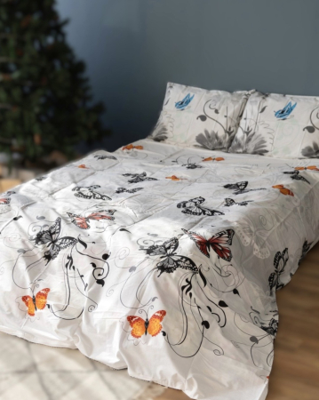 Set lenjerie Bumbac Ranforce - Lenjerie de pat din bumbac ranforce 100% - Fluturi