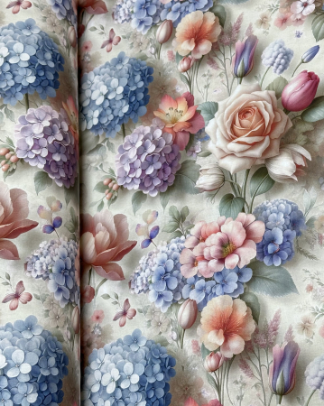 Set lenjerie Bumbac Ranforce - Lenjerie de pat din bumbac ranforce 100% - Hortensia