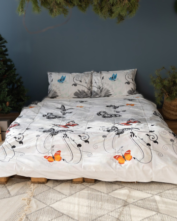 Set lenjerie Bumbac Ranforce - Lenjerie de pat din bumbac ranforce 100% - Fluturi