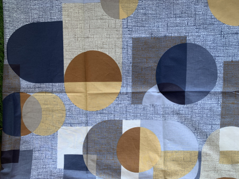 Lenjerie de pat din bbc satinat - Model Geometric Albastru [2]