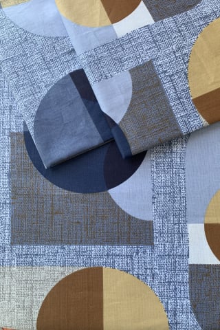 Lenjerii de pat - Lenjerie de pat din bbc satinat - Model Geometric Albastru