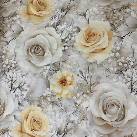 Seturi de lenjerie din Bumbac Ranforce - Lenjerie de pat din bumbac ranforce- Trandafiri Crem