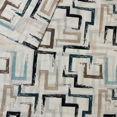 Lenjerie de pat dublu din bbc satinat- Linii bleu [0]