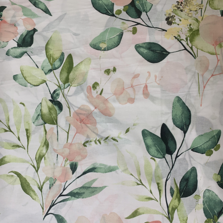 Seturi de lenjerie din Bumbac Satinat - Lenjerie de pat din bbc satinat- Plante colorate