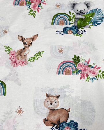 Lenjerii pentru copii - Lenjerie de pat pentru copii din bumbac ranforce 100% - Căprioare si urs Koala