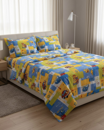 Lenjerii de pat - Lenjerie de pat pentru copii din bumbac ranforce 100% - Masinuțe colorate