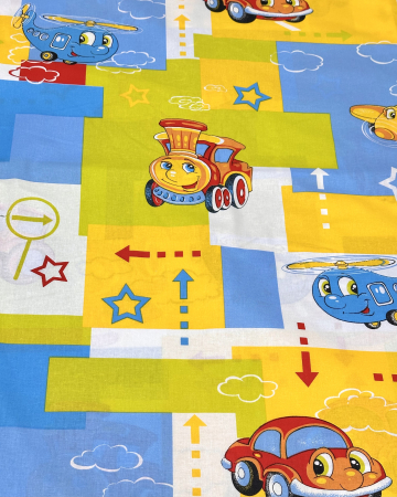 Lenjerii pentru copii - Lenjerie de pat pentru copii din bumbac ranforce 100% - Masinuțe colorate