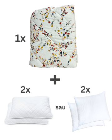 Pilote antialergice pentru vară - OFERTA! Pilotă antialergică vară + 2 perne cu melană | Dos bumbac | Floricele de camp