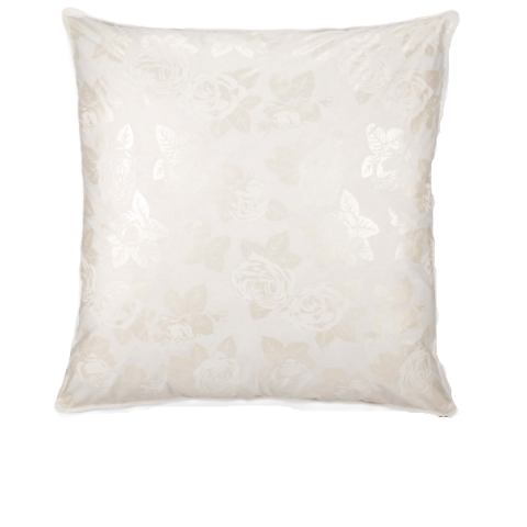 Perna cu Puf și Pană de Gâscă, 70*70, Alb cu trandafiri Argintii [0]